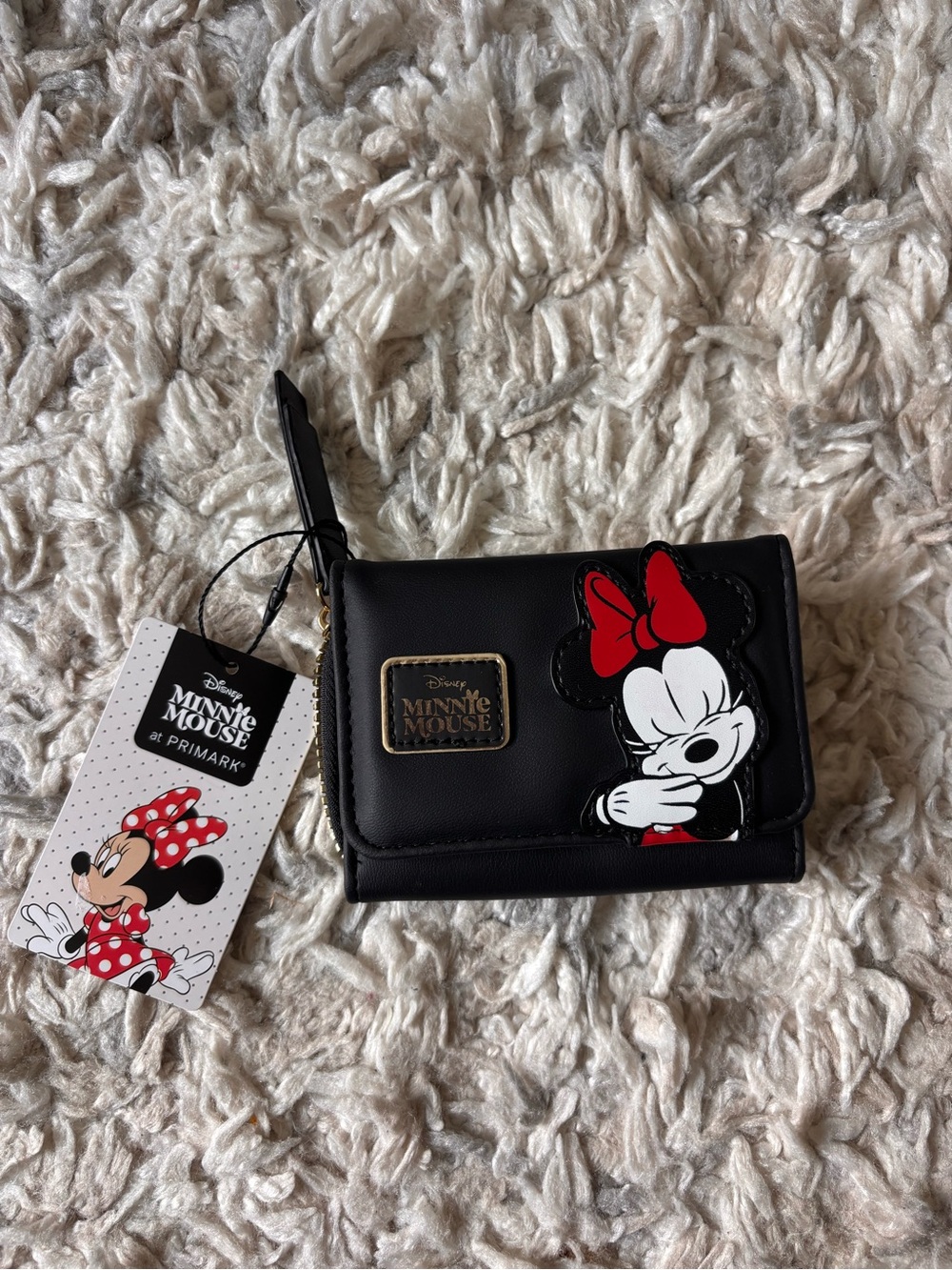 Disney Minnie Mouse Black Trifold Zip Wallet Brand New
